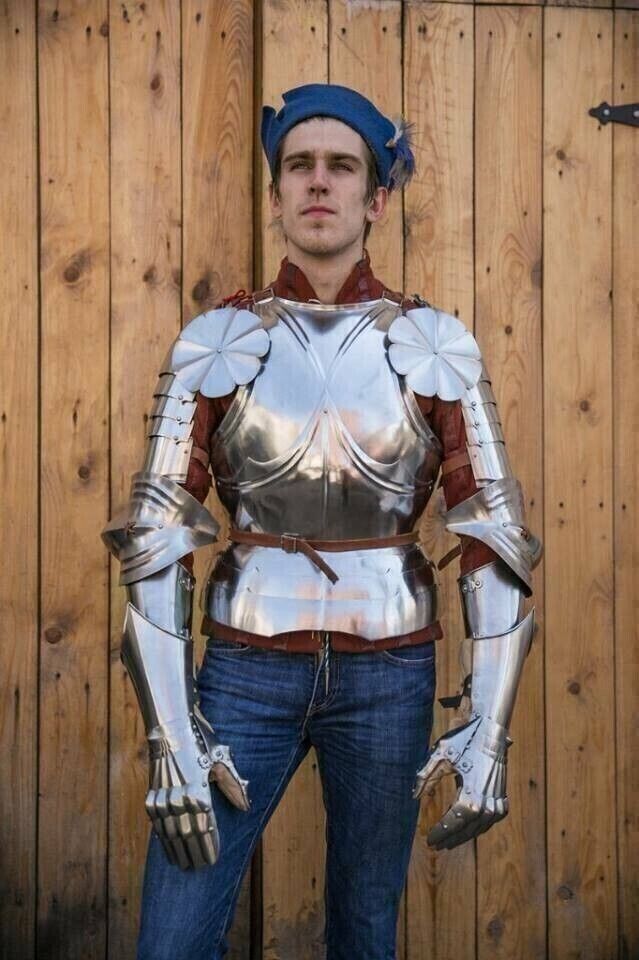 18GA SCA Larp Medieval Half Body Armor Suit With Cuirass/Gauntlet/Pauldrons