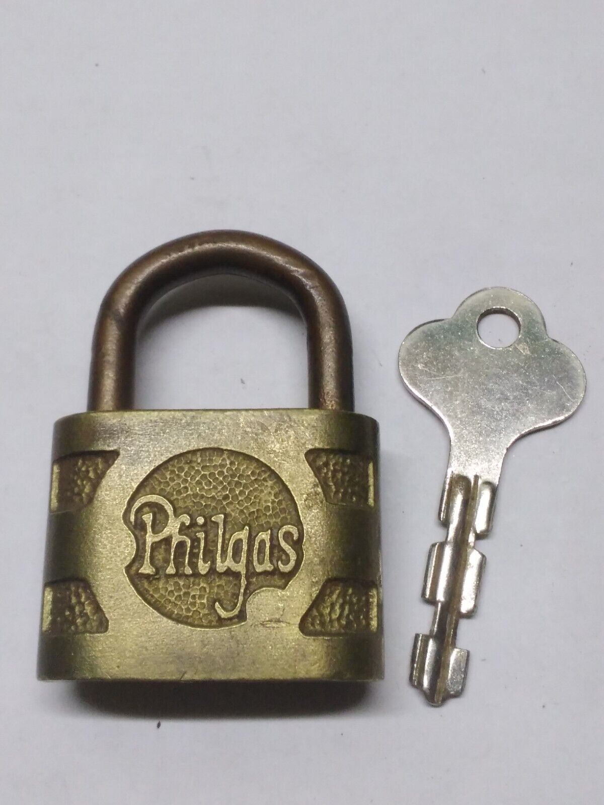 Vintage Philgas Phillips 66 Old Brass Lock Padlock With Key Works