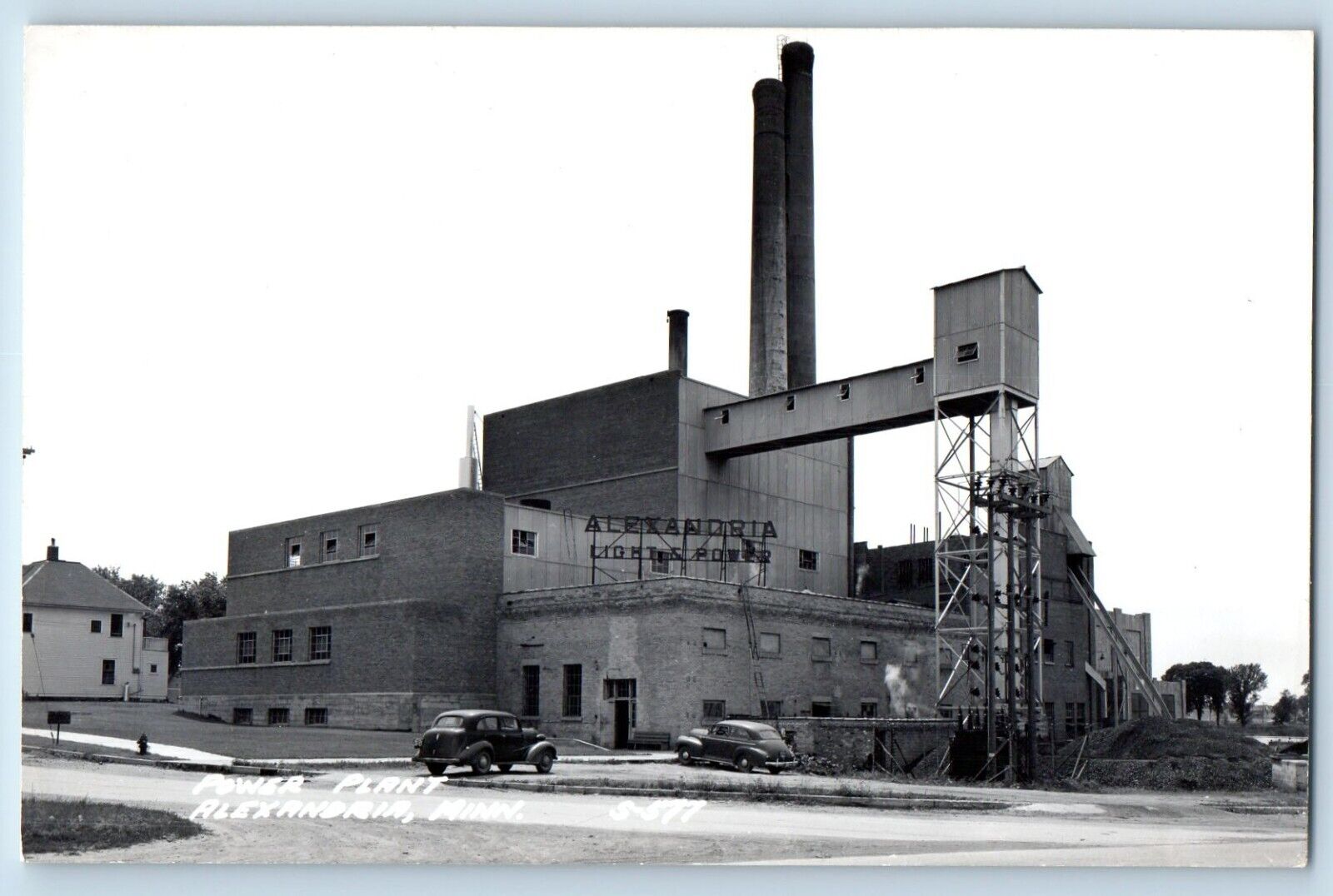 Alexandria Minnesota MN Postcard RPPC Photo Power Plant Cars c1940's Vintage