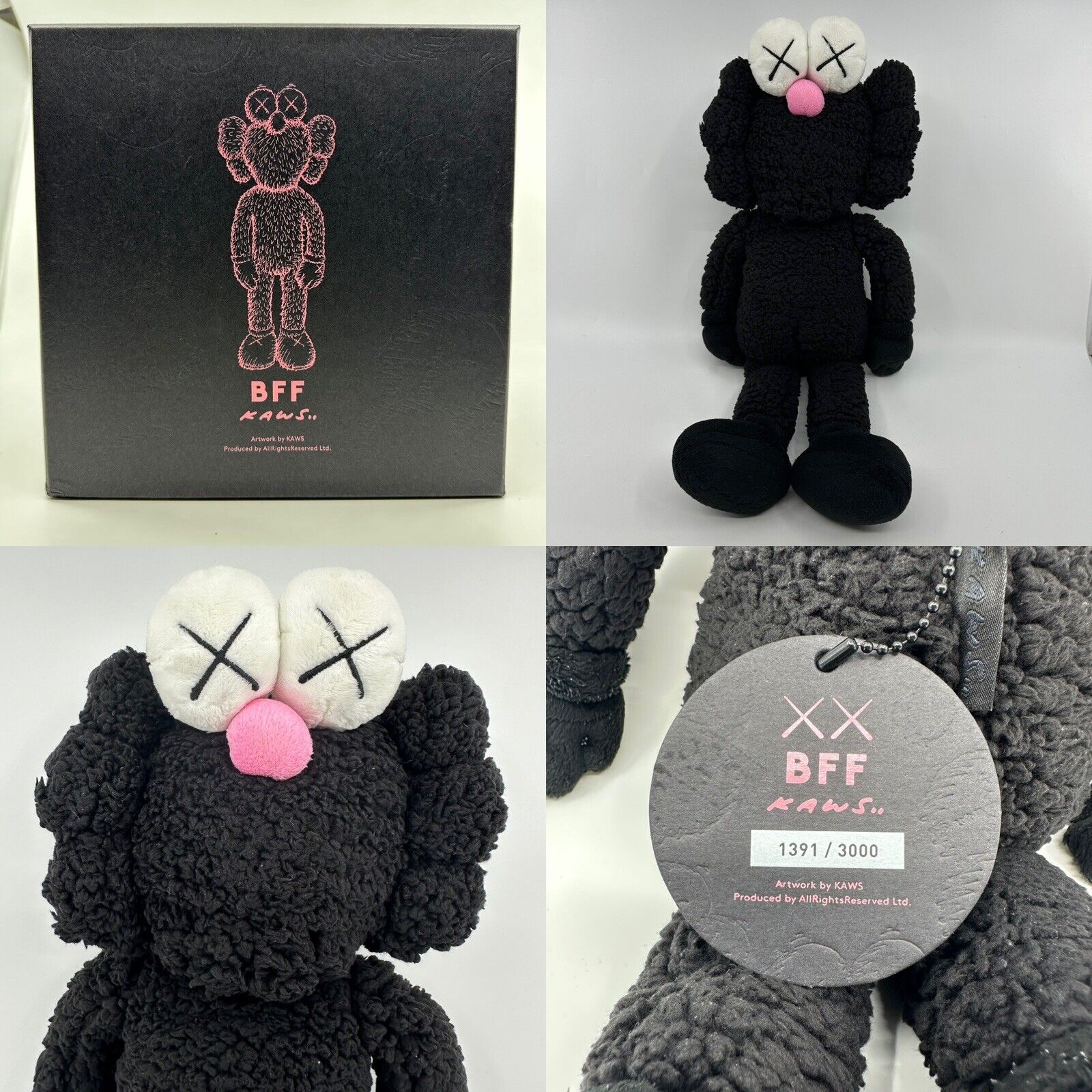 KAWS BFF Black Plush (Edition of 3000) Compete With Box Authentic