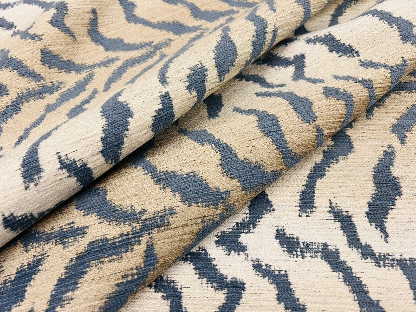 Kravet Blue Beige Performance Animal Tiger Skin Uphol Fabric 4.30 yds 34715.15