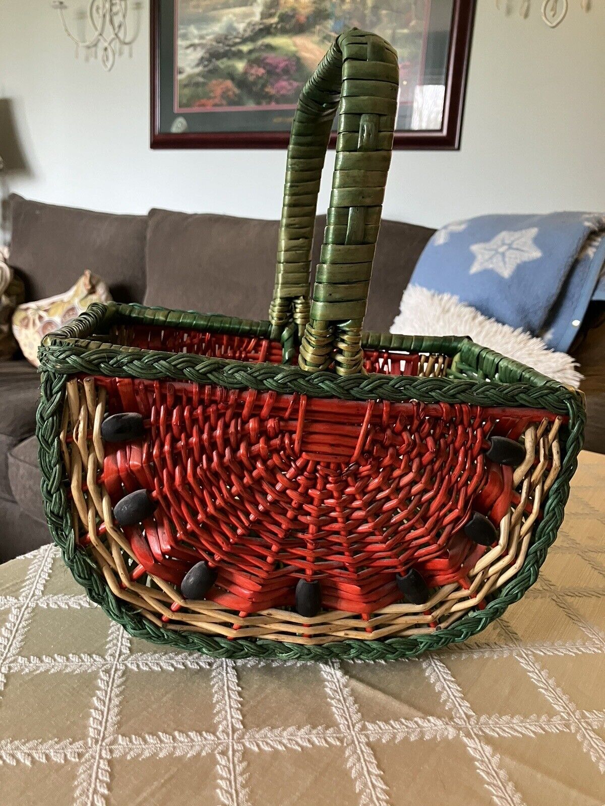 Wicker Basket  Vintage  Watermelon Very Cute (C3)