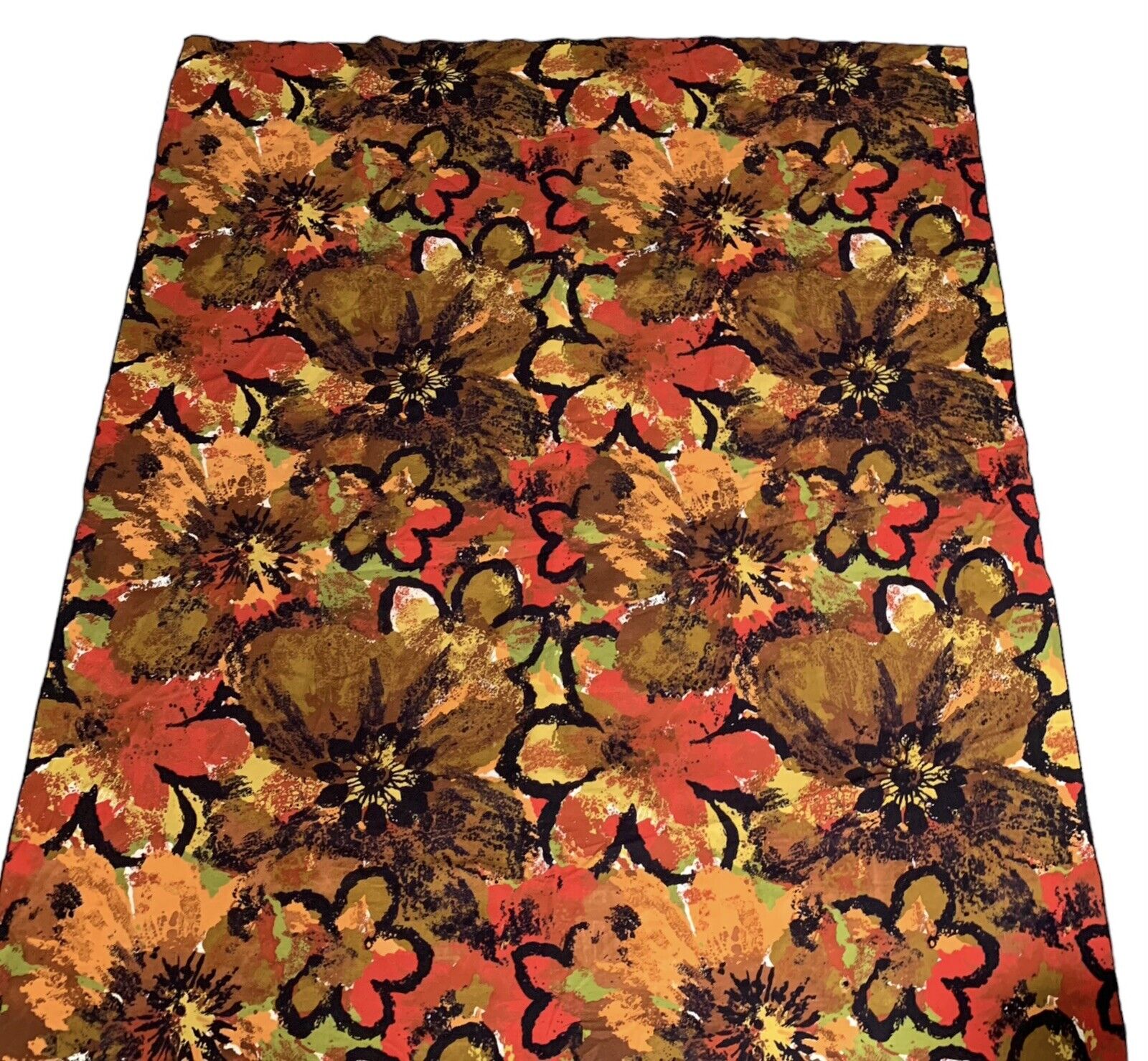 NWT Vintage FALLANI & COHN 50”X 70” 1970s Bold Floral Tablecloth Belgian Linen