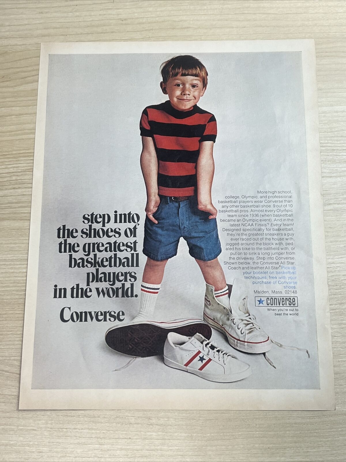 Converse Basketball Shoes 1970 Vintage Print Ad Life Magazine