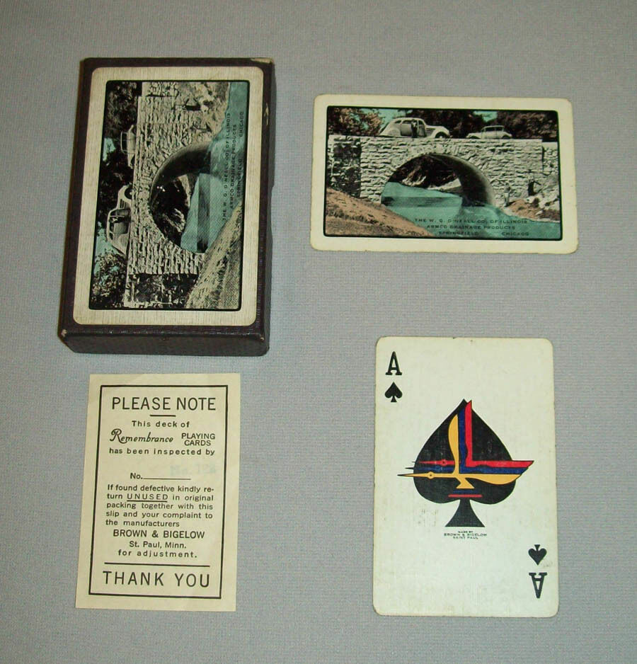 Scarce old vtg ca 1930's O'neall Armco Drainage Prod deck playing cards w/box