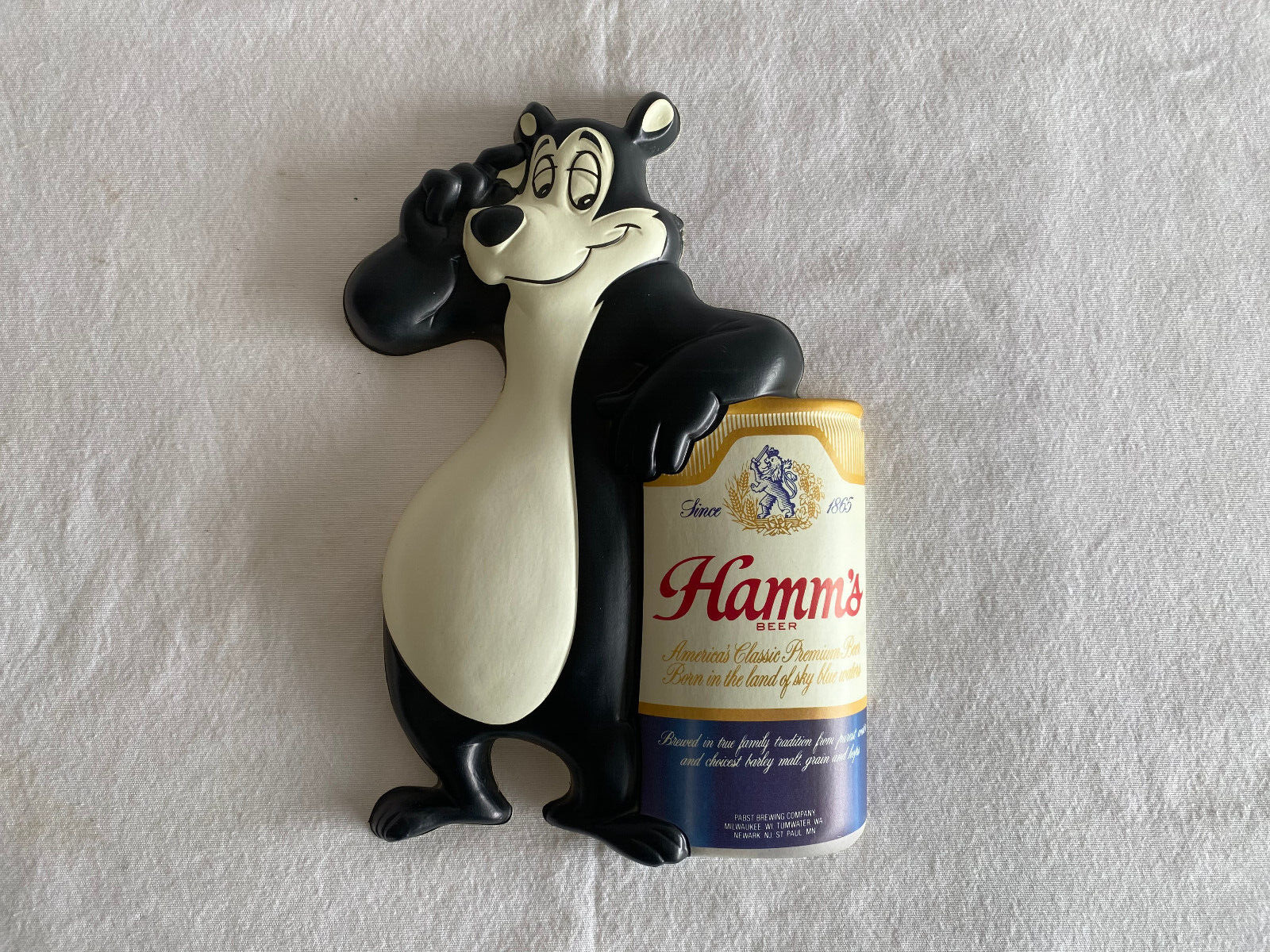 Hamm\'s Beer Bear with Can Vintage Vacuform Plastic 3D Advertisement Display NOS