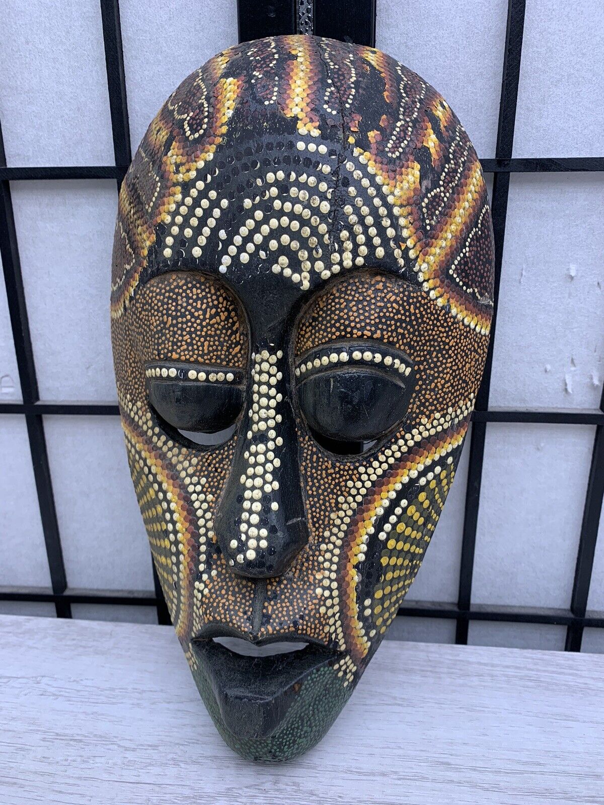 Vintage Indonesian Hand Carved Wooden Mask