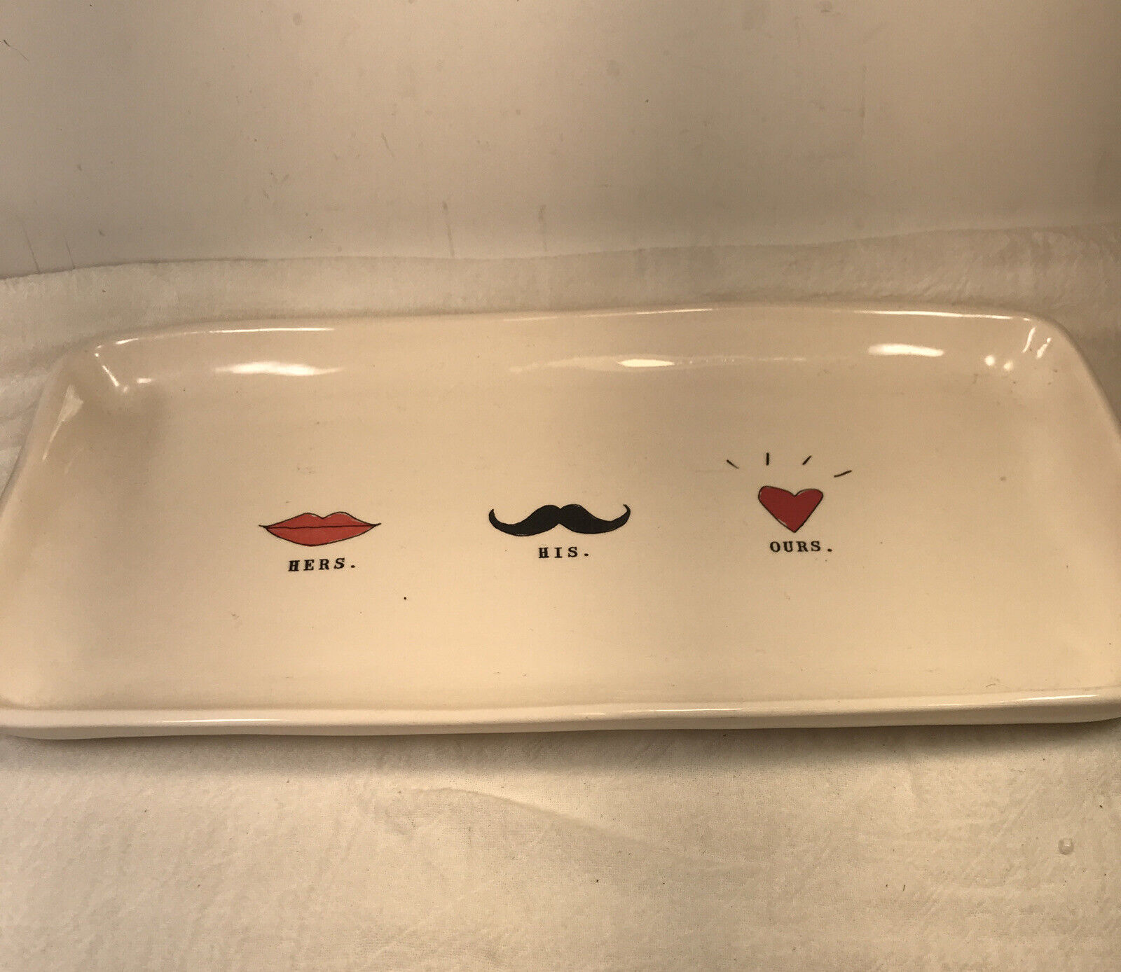 Vintage Magenta Exclusive His Hers Ours Tray NOT Marked RAE DUNN