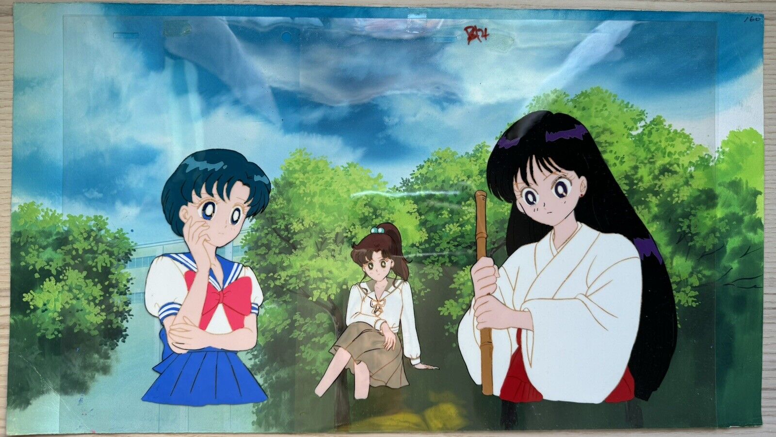 Sailor Moon Animation Cel Genuine Ami Mizuno, Rei Hino, Makoto Kino