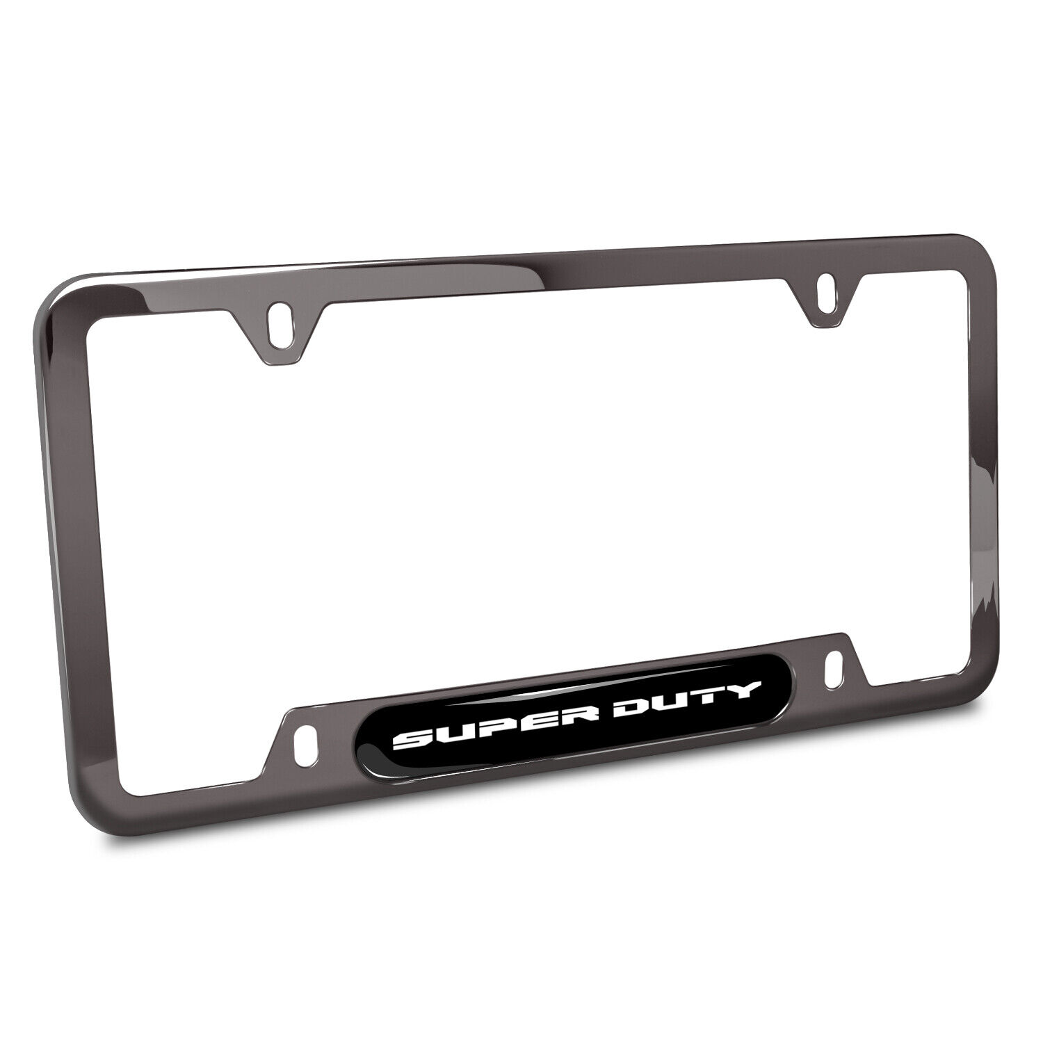 Ford Super-Duty Black Insert Gunmetal Chrome Stainless Steel License Plate Frame