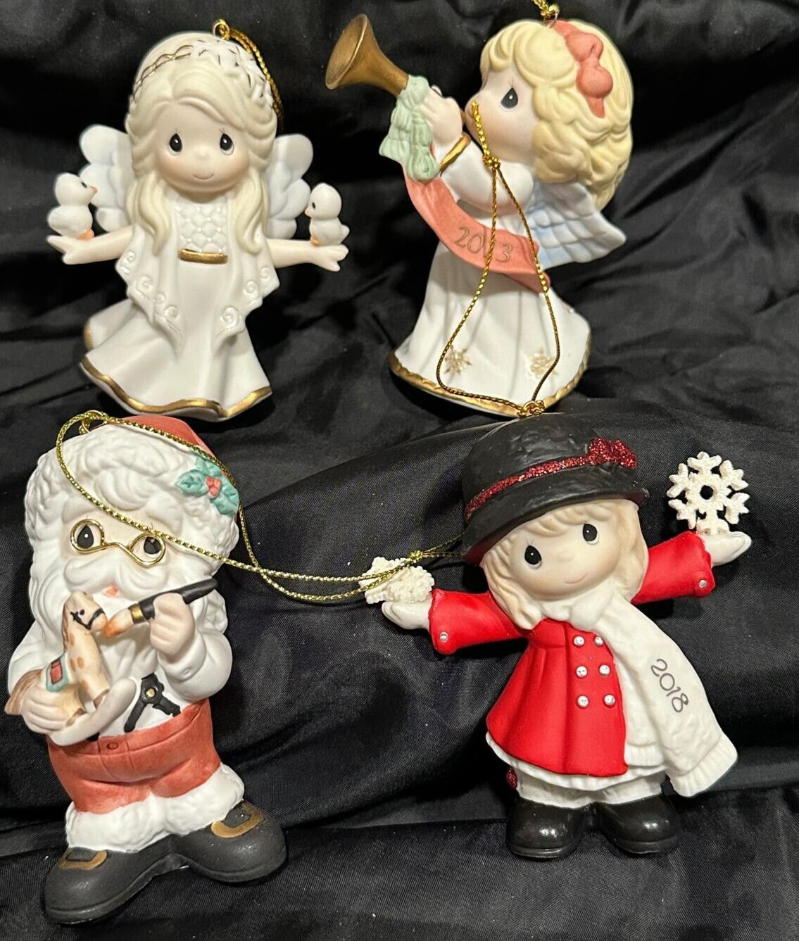 4 cute precious moments ornaments in his perfect peace and love