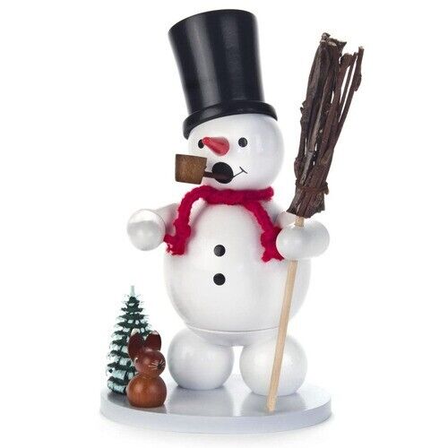 Handcrafted Wooden Snowman Forest German Incense Smoker