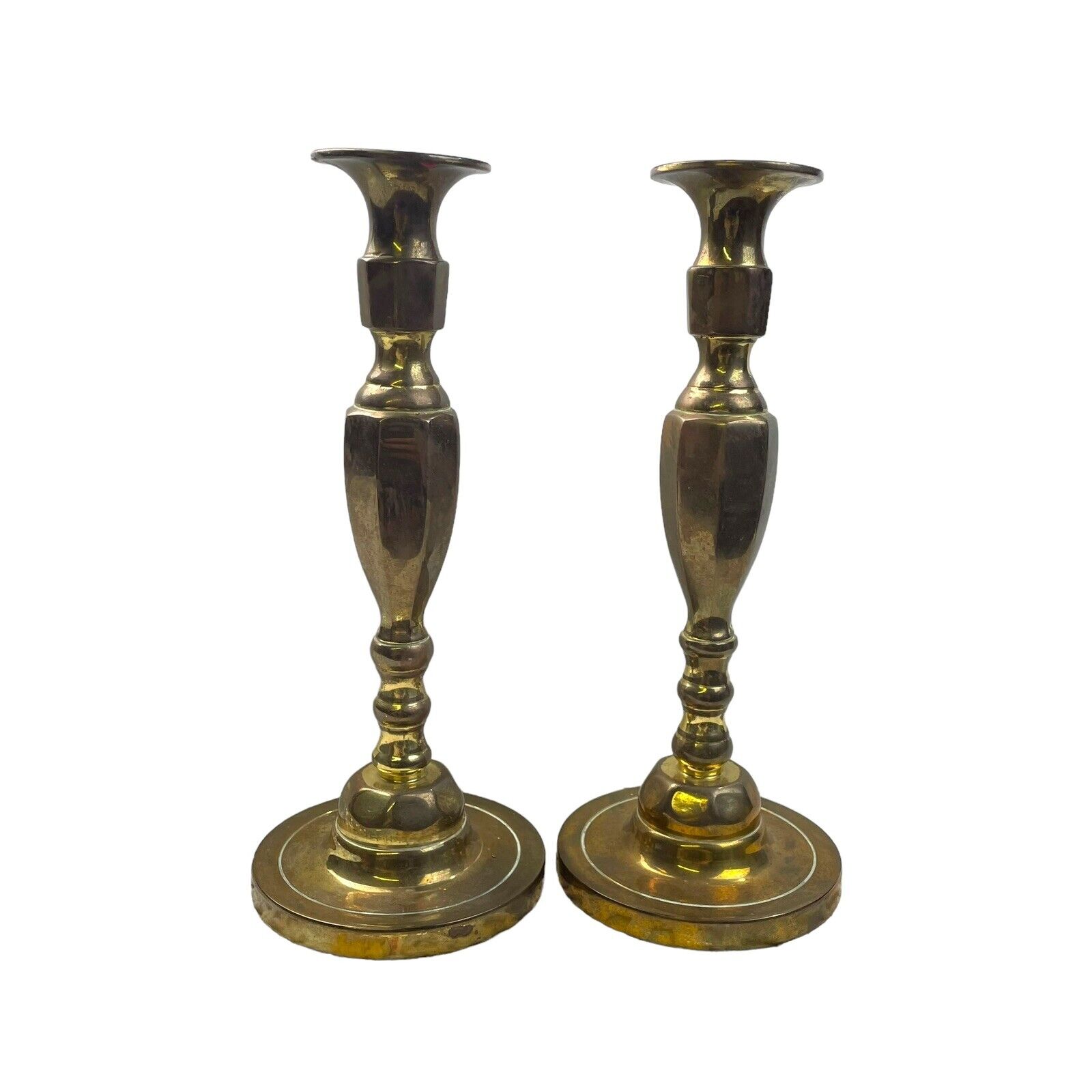 VTG Set of 2 Brass Candlesticks Tall 11\