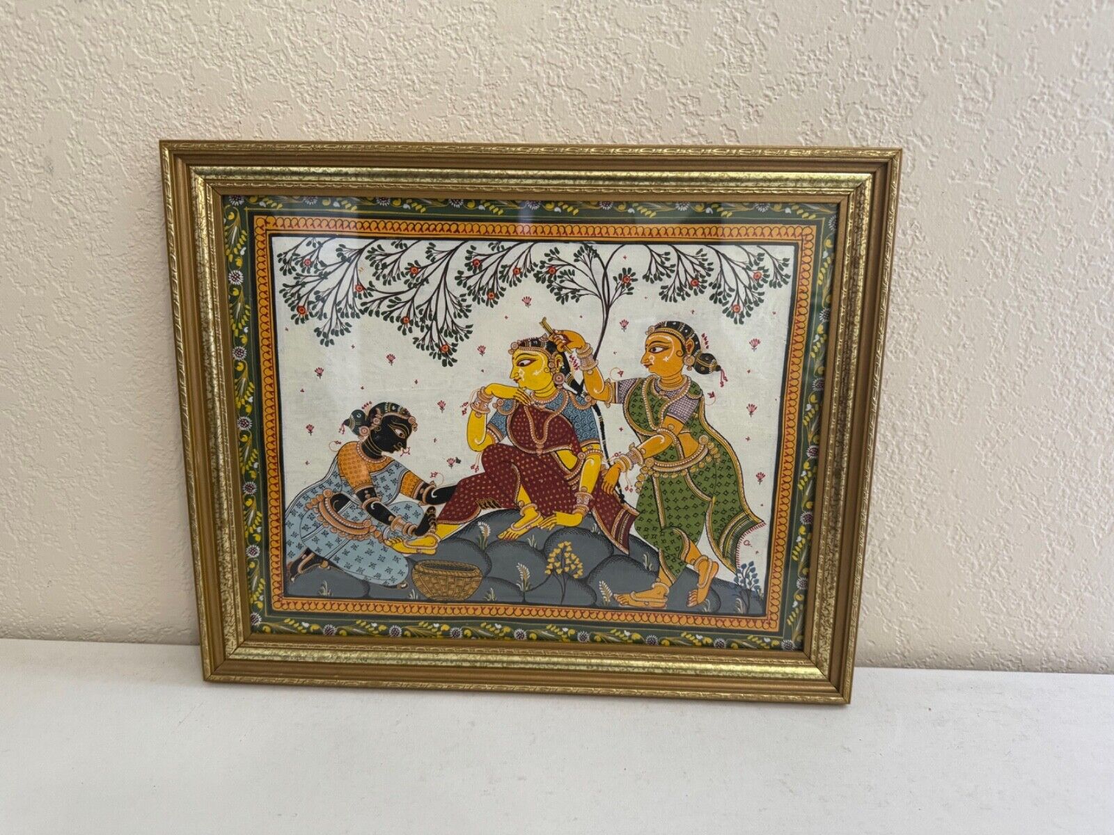 Vintage Indian / Hindu Painting of Woman Being Groomed / Pampered