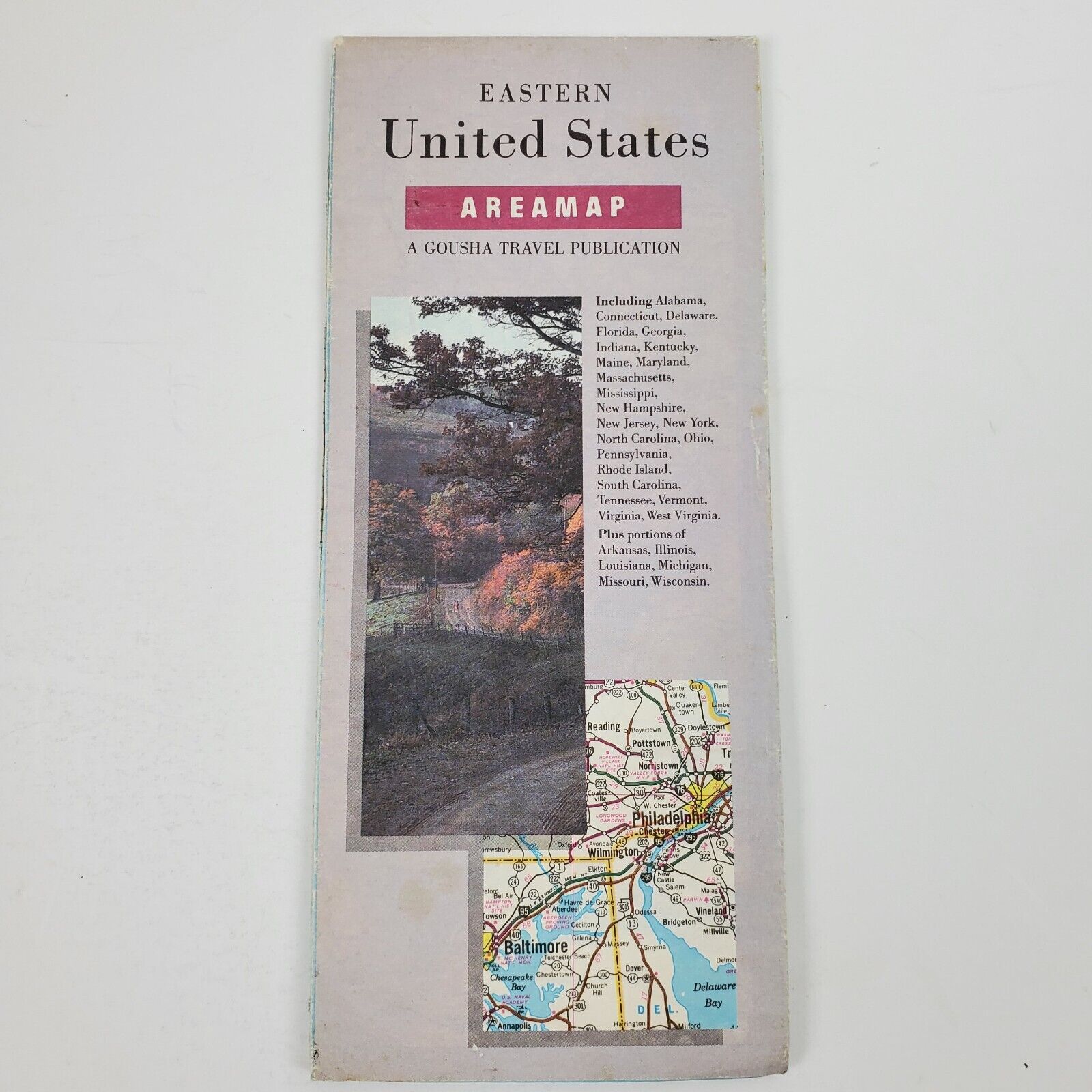 1989 Eastern United States Area Map Vintage