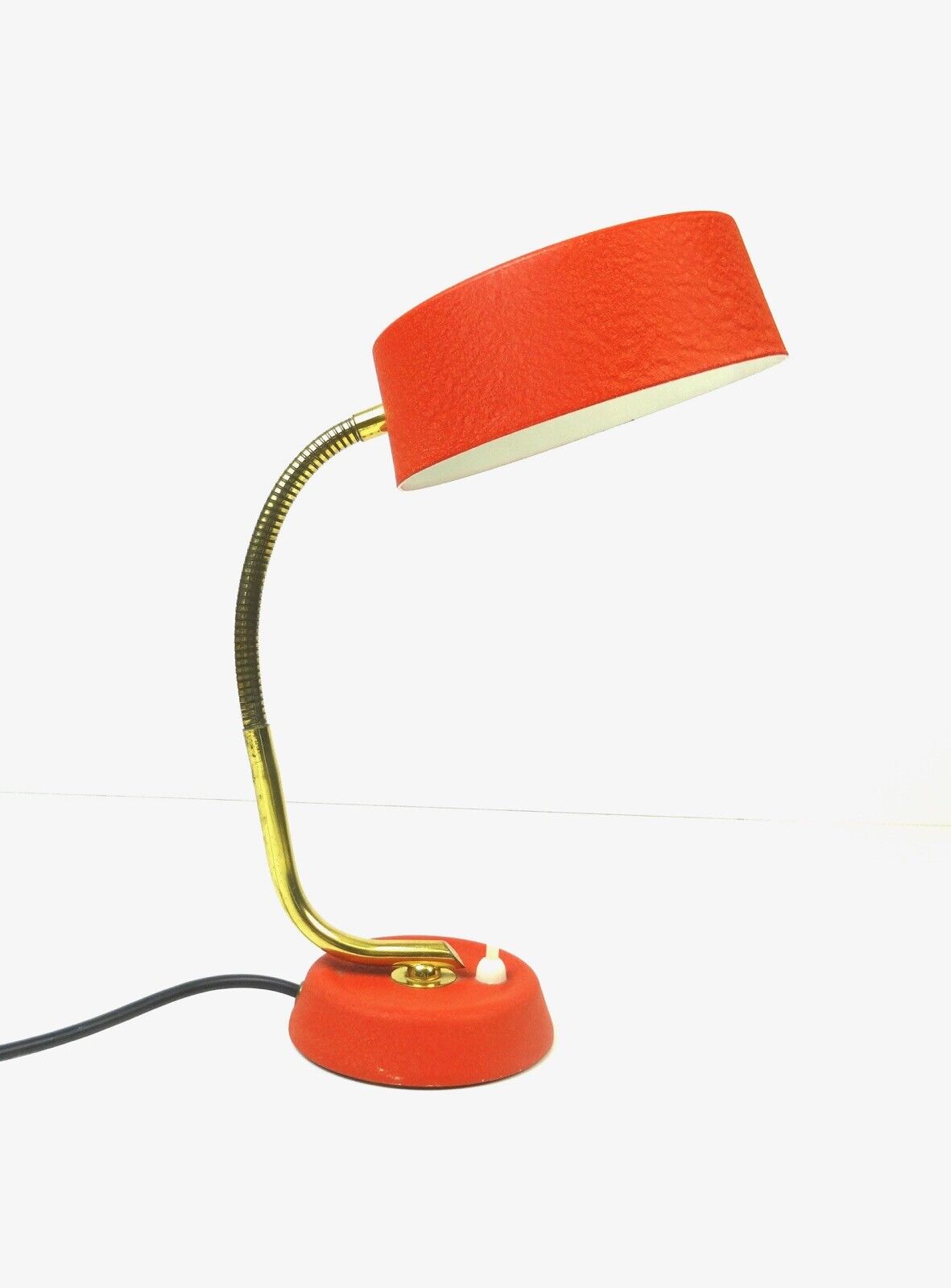 RARE FIRE RED METAL & BRASS MID CENTURY VINTAGE DESK LAMP BY COSACK GERMANY 1950