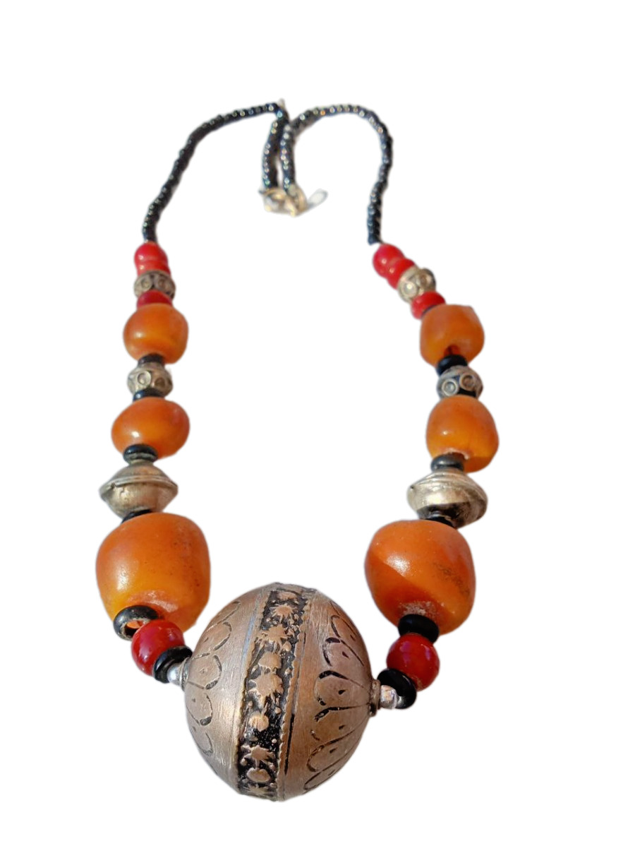 Necklace Berber Amber Moroccan Vintage African Jewelry Resin Handcrafted Handmad