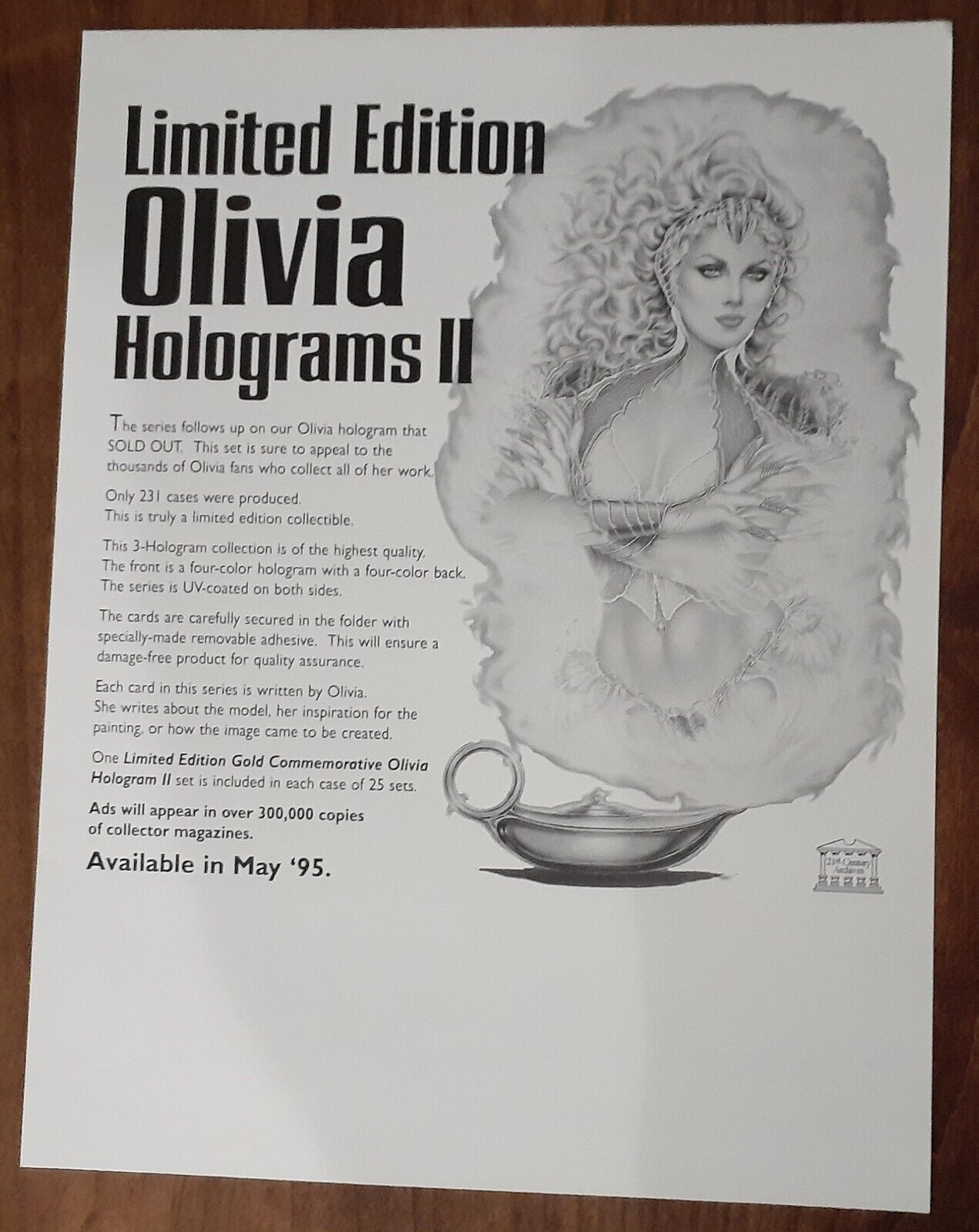 Promo Sell Sheet 1995  Olivia II Holograms Olivia De Berardinis 21st Century