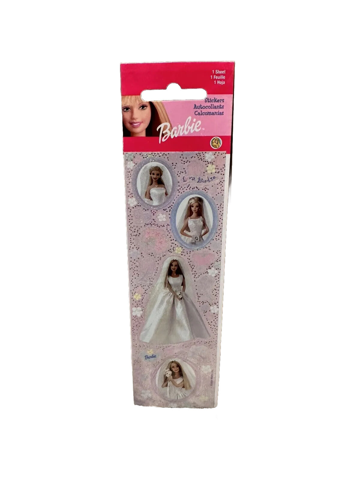 Sealed vintage 2000 SandyLion Barbie Doll stickers bride Barbie in wedding dress