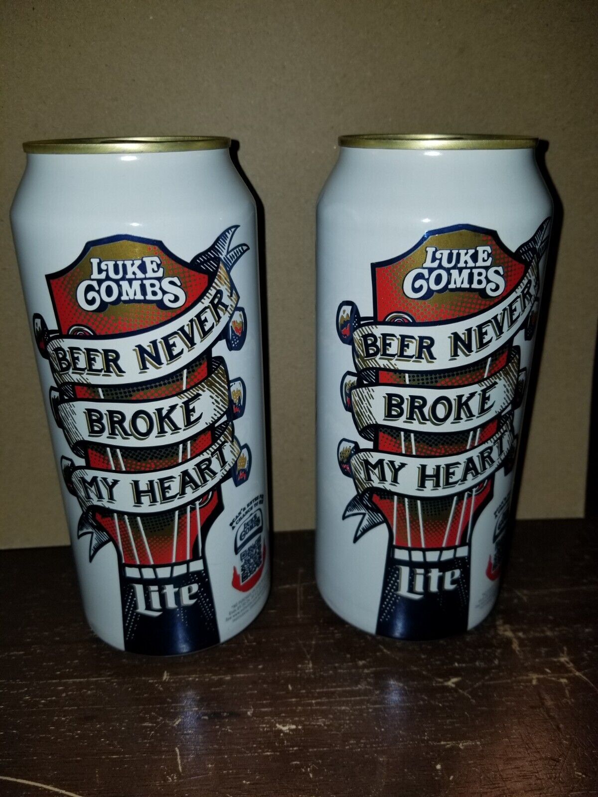 2 Luke Combs Edition Miller Lite Beer can (empty) Rare 16 oz tall boy 2 Cans 