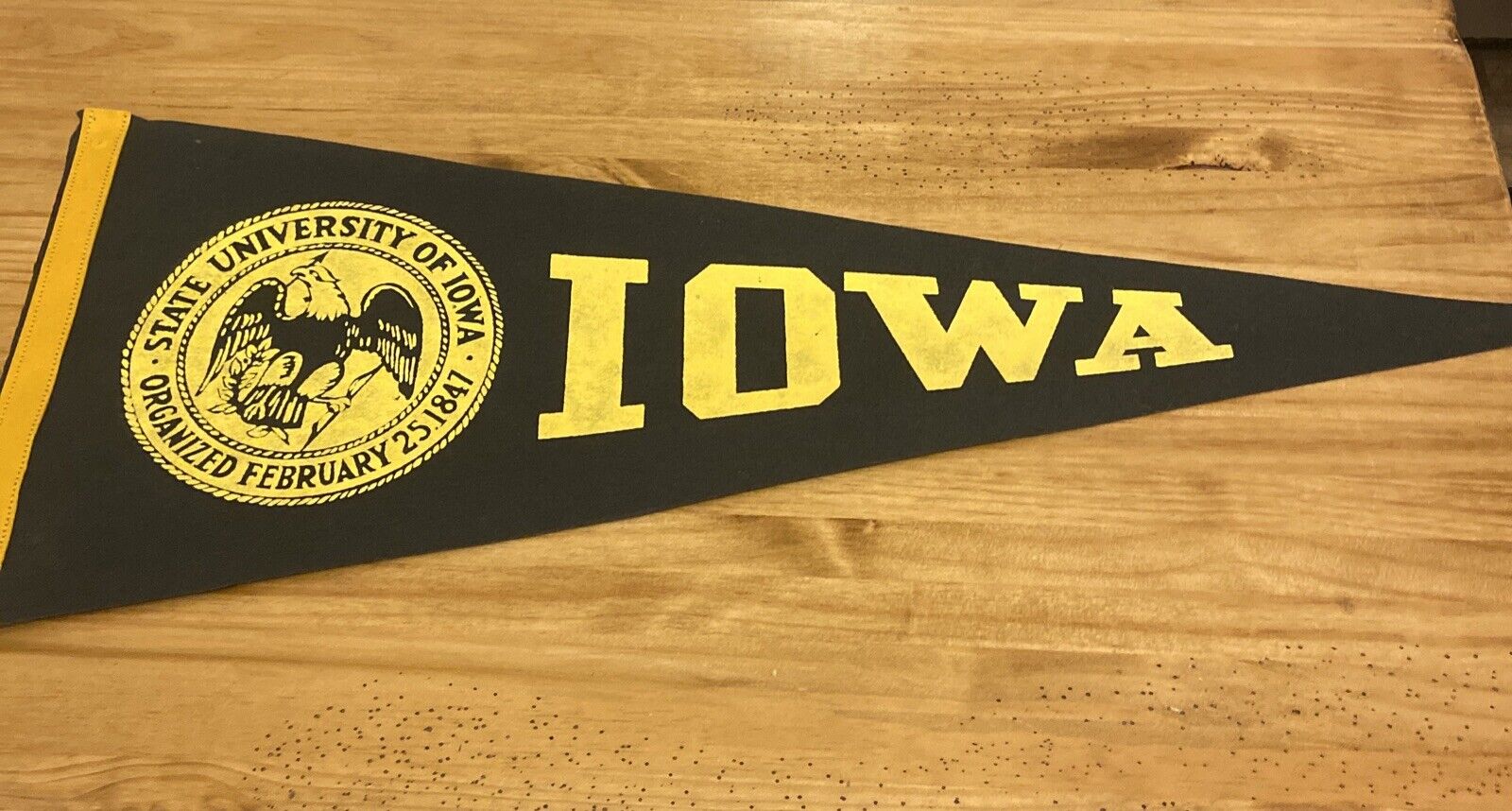 Vintage 1950s University of Iowa 12x28 Felt Pennant Flag
