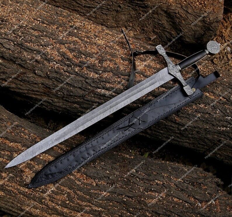 Unique Hand Forged Damascus Steel King Arthur, Excalibur Sword / Knight Templar