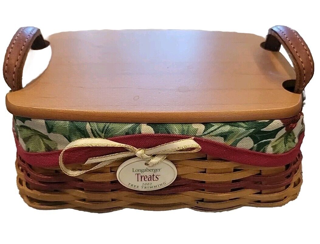 Longaberger 2002 Treats Tree Trimming Basket with Liner and Protector (C1)