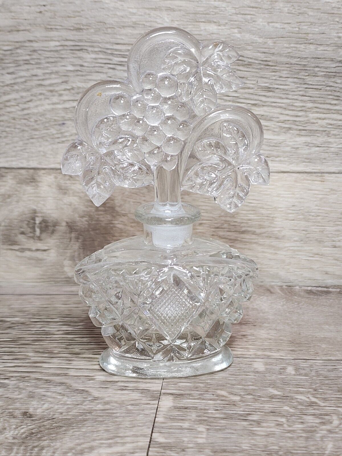 Imperial Glass Grapes Vintage Perfume Bottle w Stopper