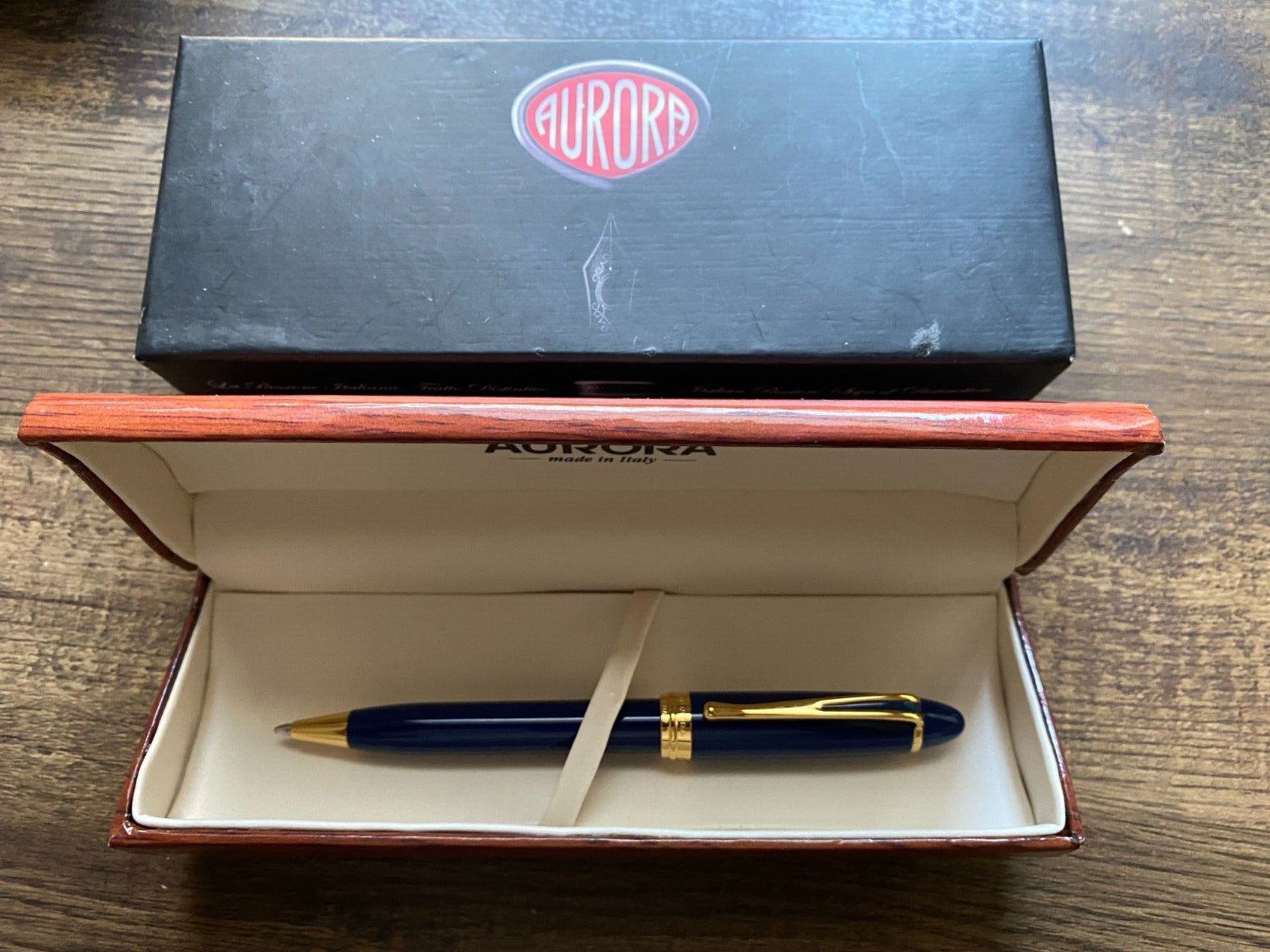 AURORA Ipsilon Deluxe Blue/Gold Rollerball Pen - Blue Ink - Italy - B32