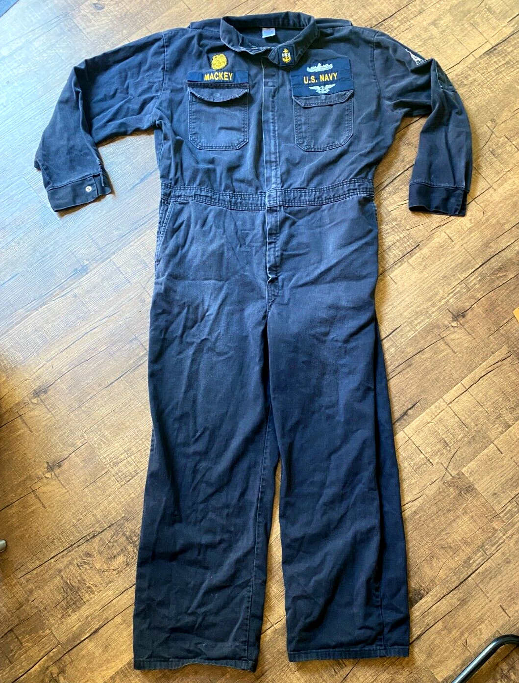 US Navy Coveralls Mens 46 Reg Bulwark Excel FR w/ Naval Patches *HEAVY WEAR*