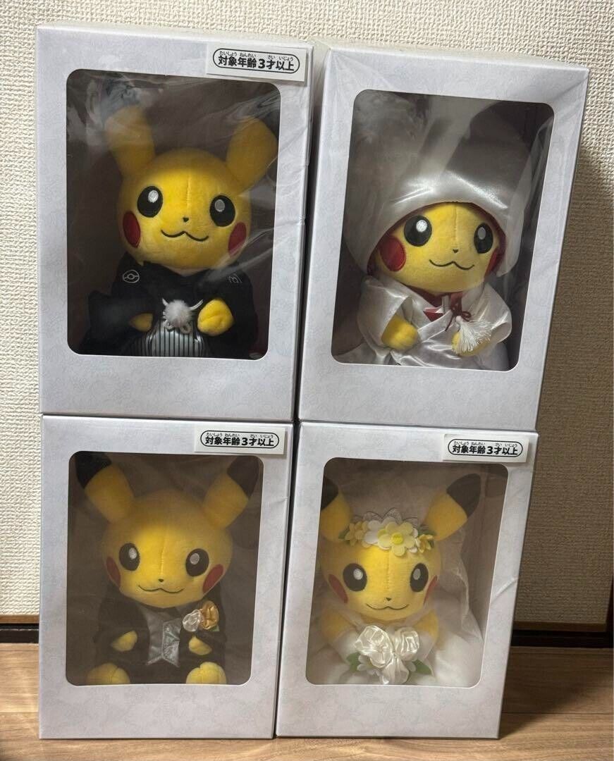 Pikachu Precious Wedding Pokemon Center Original Plush June Bride Box dress 4pcs