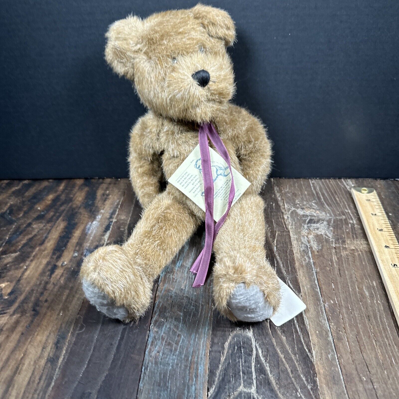 Boyds Bear Plush J B Bean  14 Inches Soft Teddy Bear Toy Purple Tie With Tags
