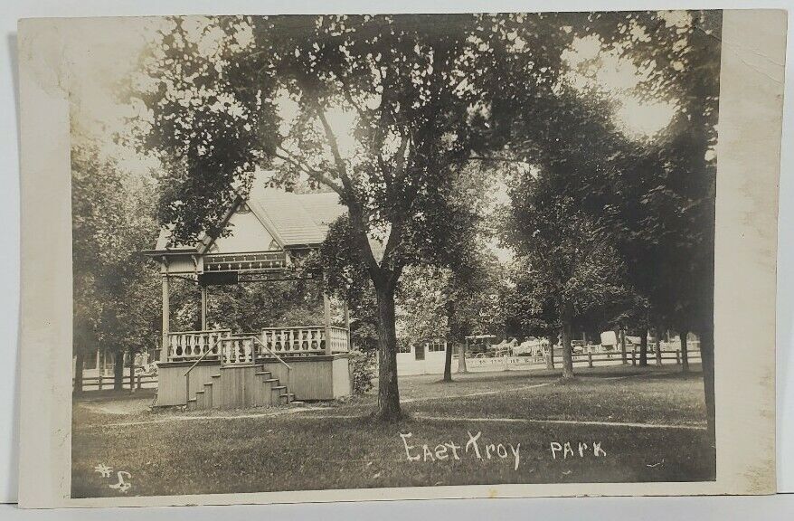 Wisconsin Rppc East Troy Park Pavilion Band Stage c1900s Postcard N10