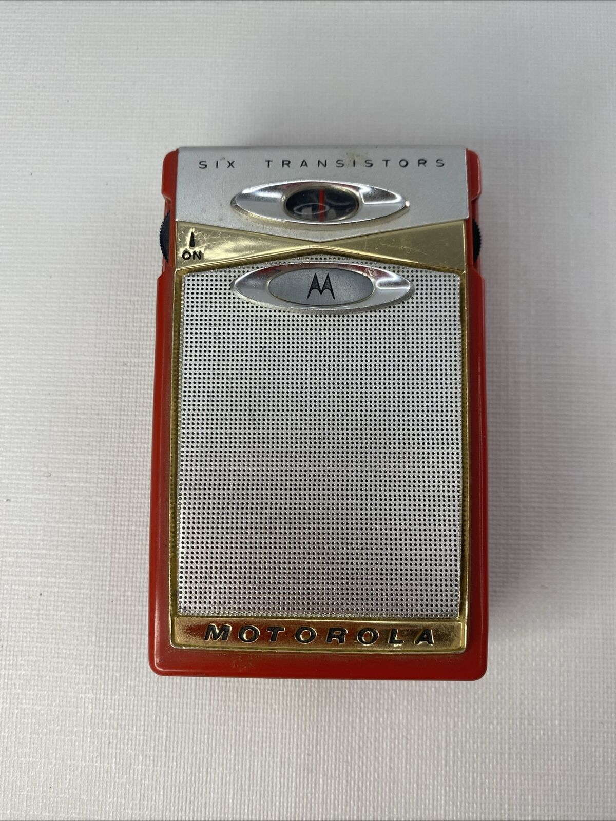 VTG 1959 Motorola 6 Transistor Radio Red Model X11E Tested Working EUC