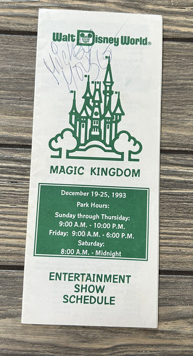 Vintage 1993 December 19 - 25 Walt Disney World Magic Kingdom Entertainment Show