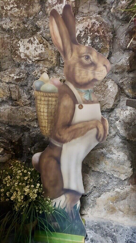 Boardwalk Originals 48” Tall Rabbit with Apron. Hand Signed/Dated by Bonnie 2024