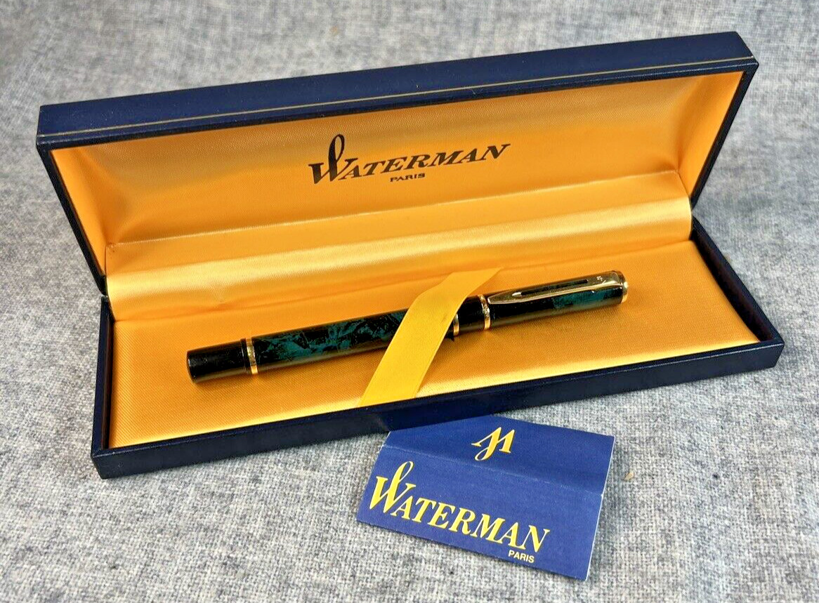 Waterman Laureat Green Marble Fountain Pen w/ Box