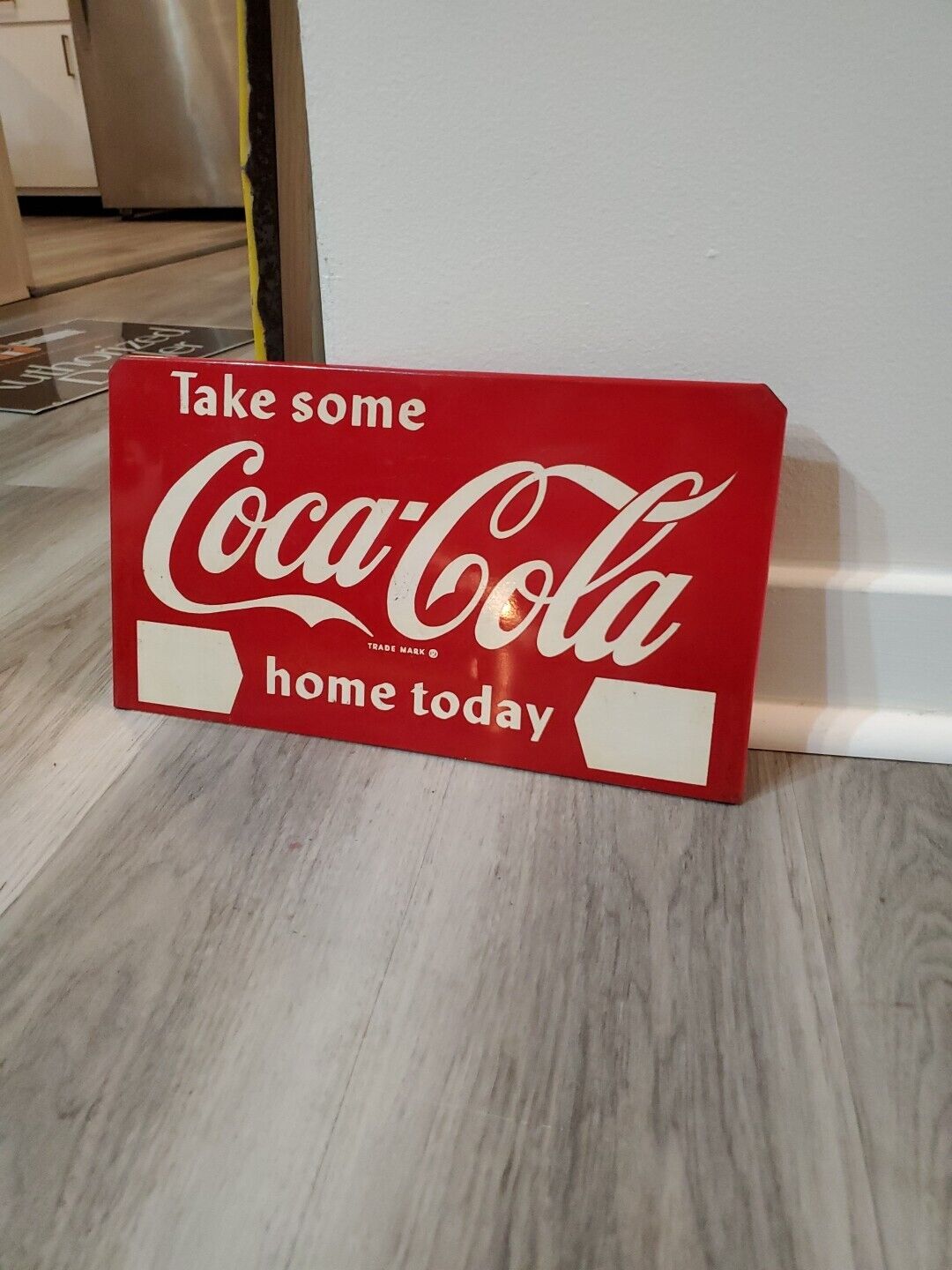 c.1950s Original Vintage Coca Cola Sign Metal Coke Take Some Home Rack Topper 
