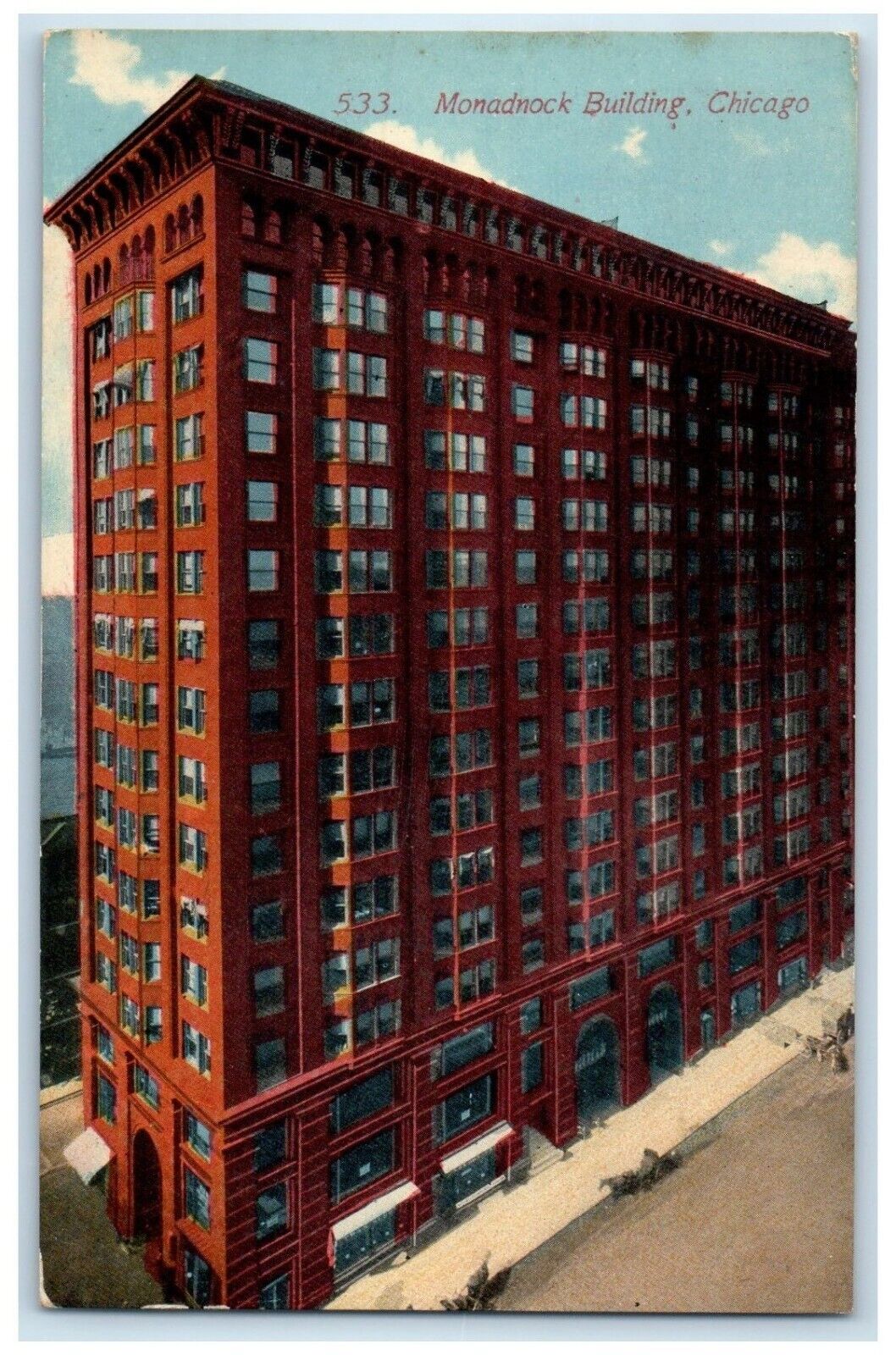 1914 Exterior View Monadnock Building Chicago Illinois Vintage Antique Postcard
