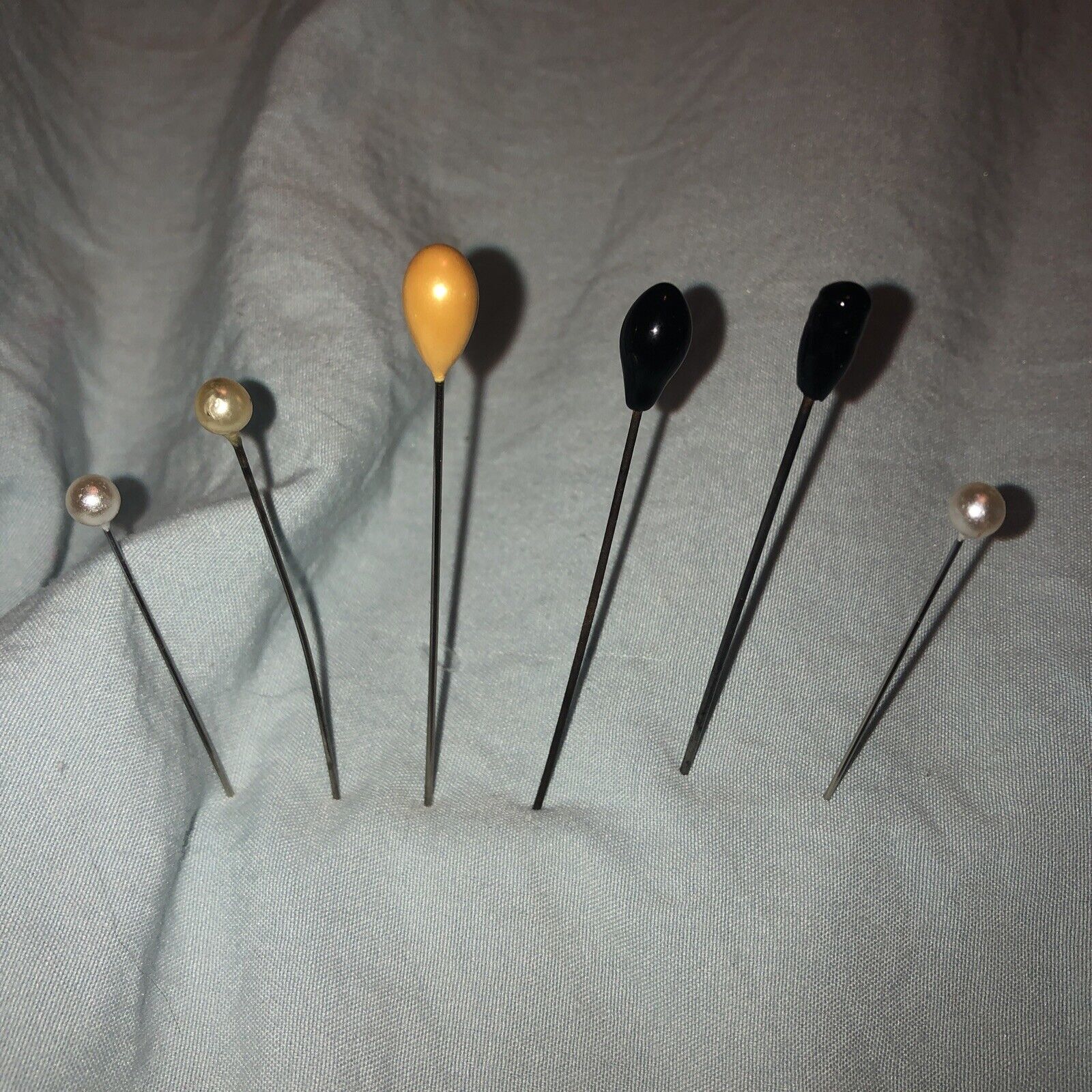 Lot Of 6 Vintage Glass Head Hat / Corsage Pins