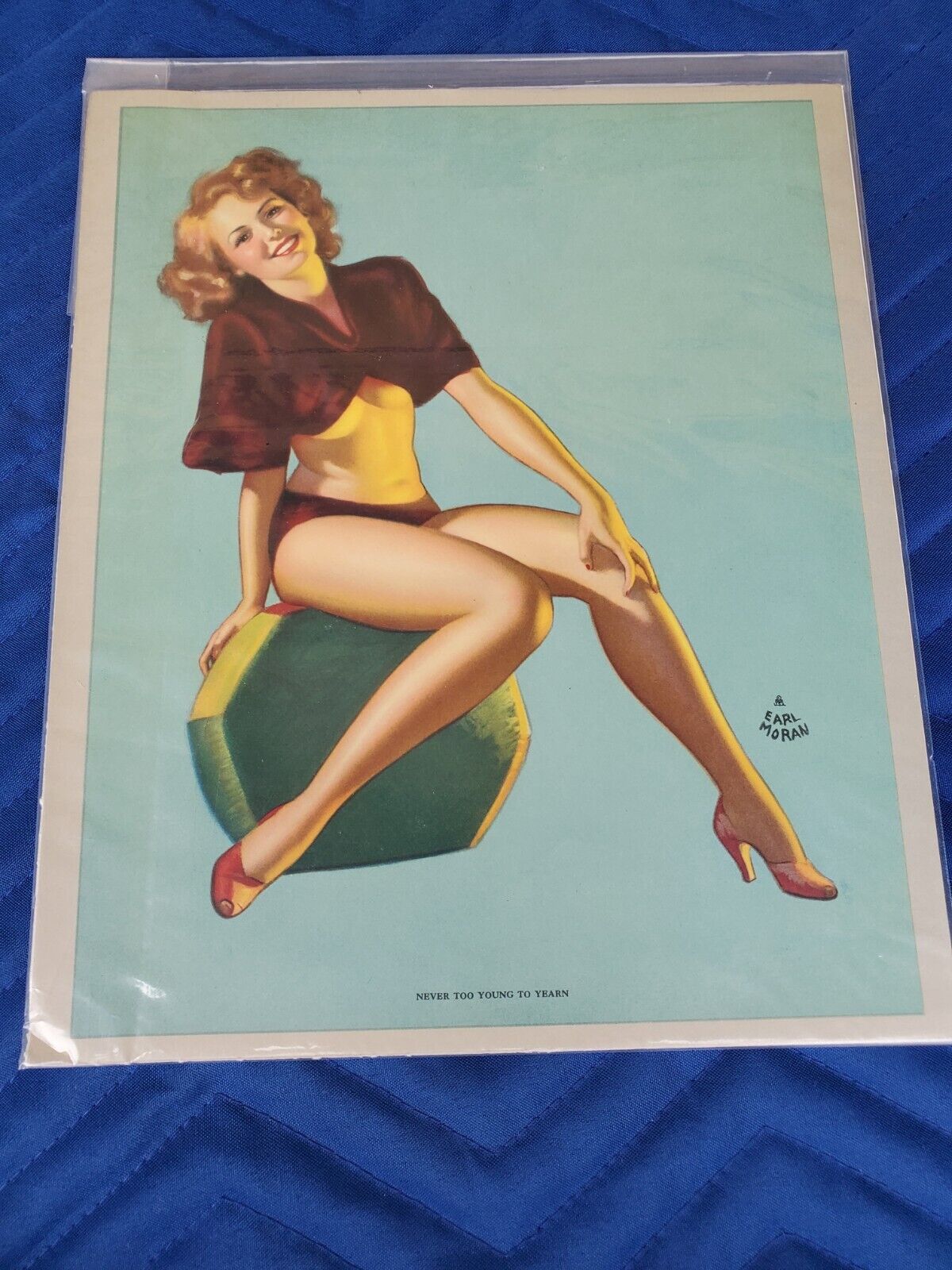 1940s Earl Moran Pinup Girl Picture Never Too Young to Yearn Art Mancave