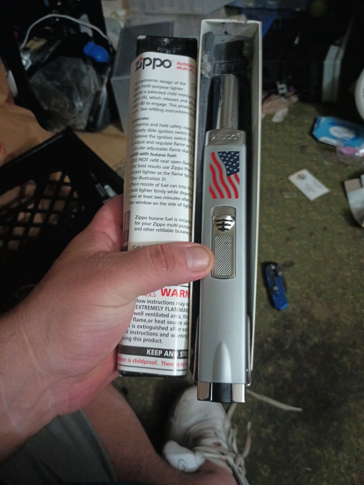 Zippo MULTI-PURPOSE Lighter w/ USA Flag - NOS in Original Box & Velvet Bag