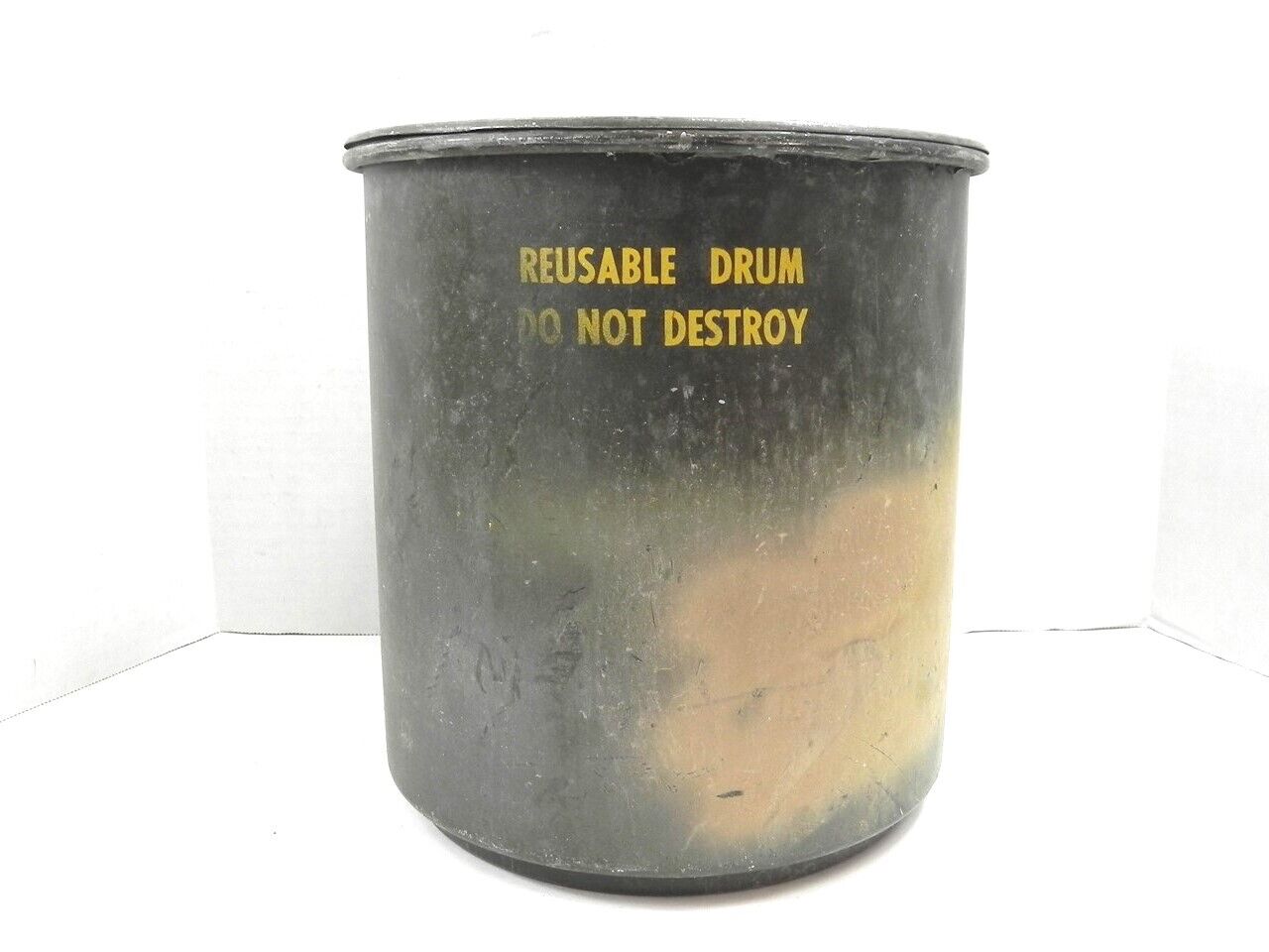 VINTAGE 1950'S-60'S MILITARY REUSABLE DRUM CONTAINER ARMY GREEN OD #1 #MS-24347 