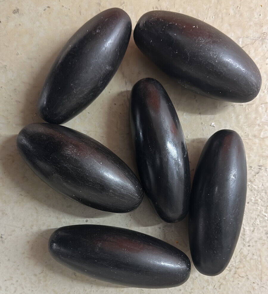 5” Black Shiva Lingam stone from Narmada River, India - Palm size - 1 pc