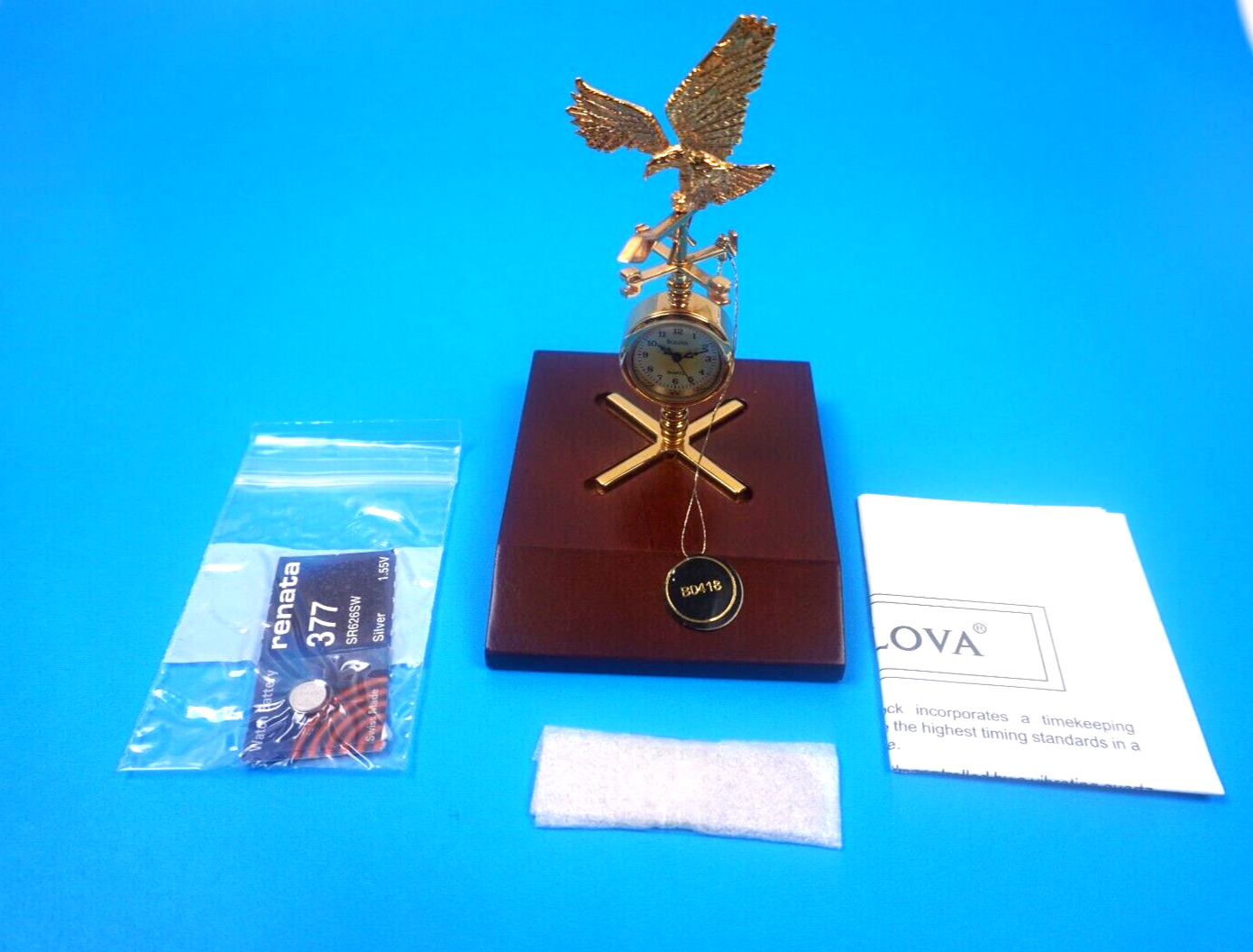 Bulova Quartz B0418 Weathervane Eagle Miniature Collectible Brass Clock A3 AW369