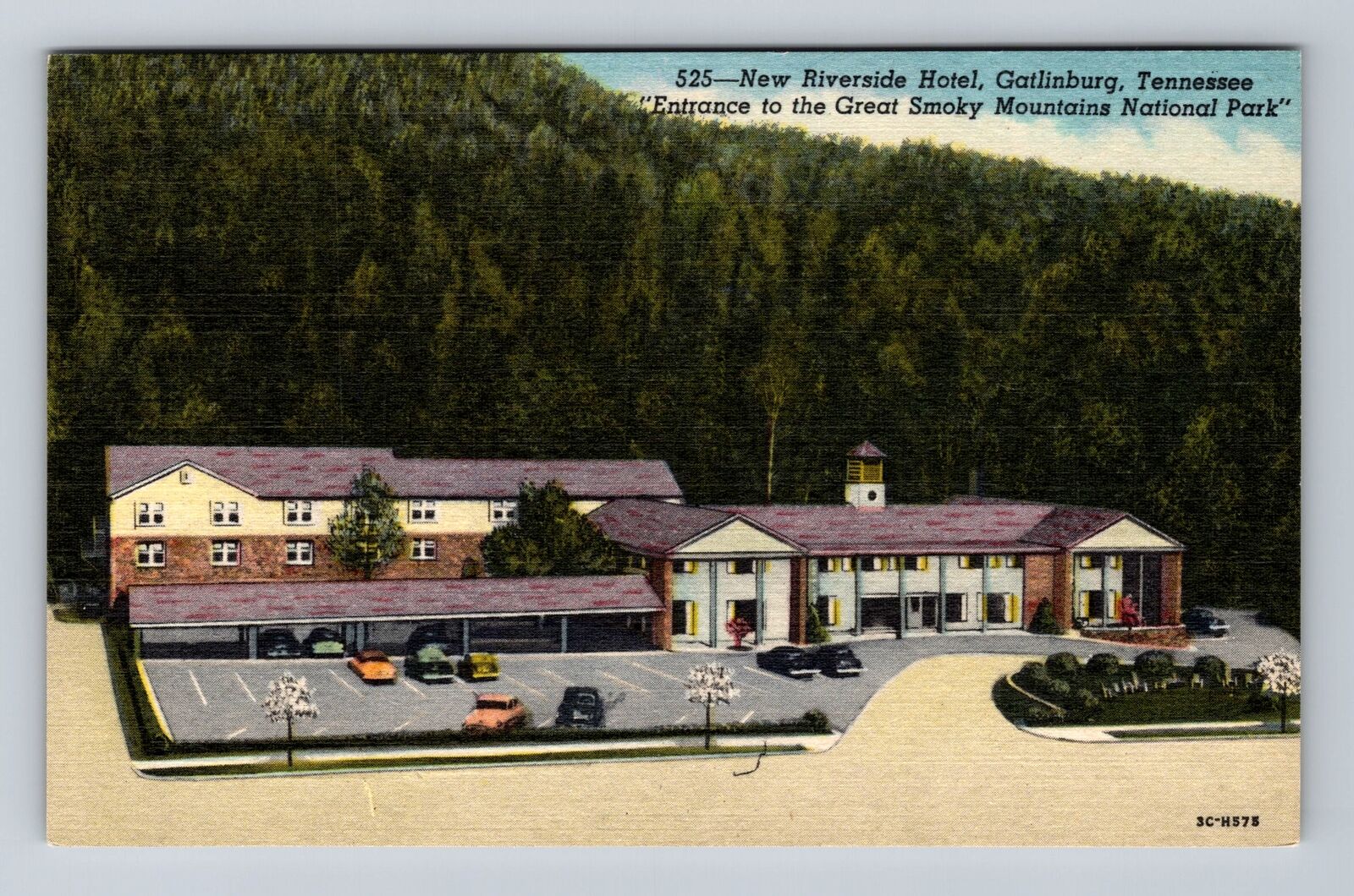 Gatlinburg TN-Tennessee, Aerial View New Riverside Hotel Vintage Postcard