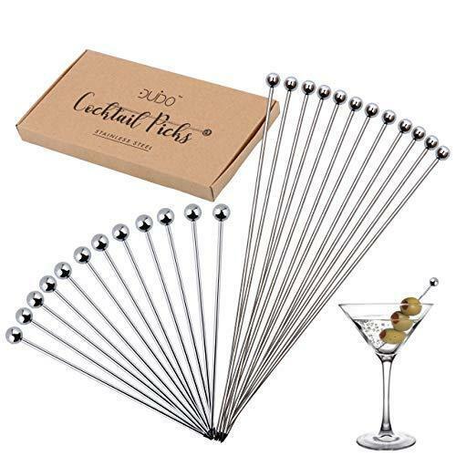 Cocktail Picks Stainless Steel Toothpicks – (4 & 8 inch) 24 Pack Martini Picks R