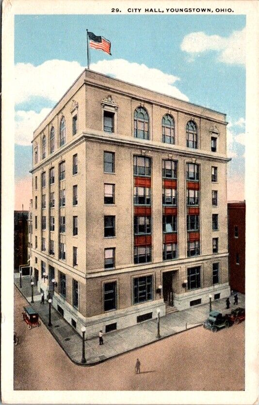 Vintage Postcard View of City Hall Youngstown Ohio OH c.1915-1930           V453