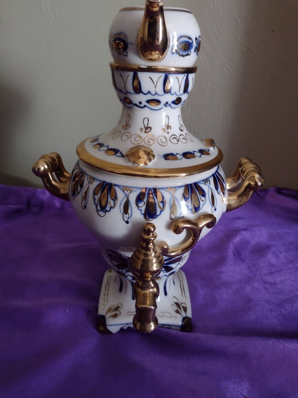 Vintage 18k painted Stackable Teapot decorative