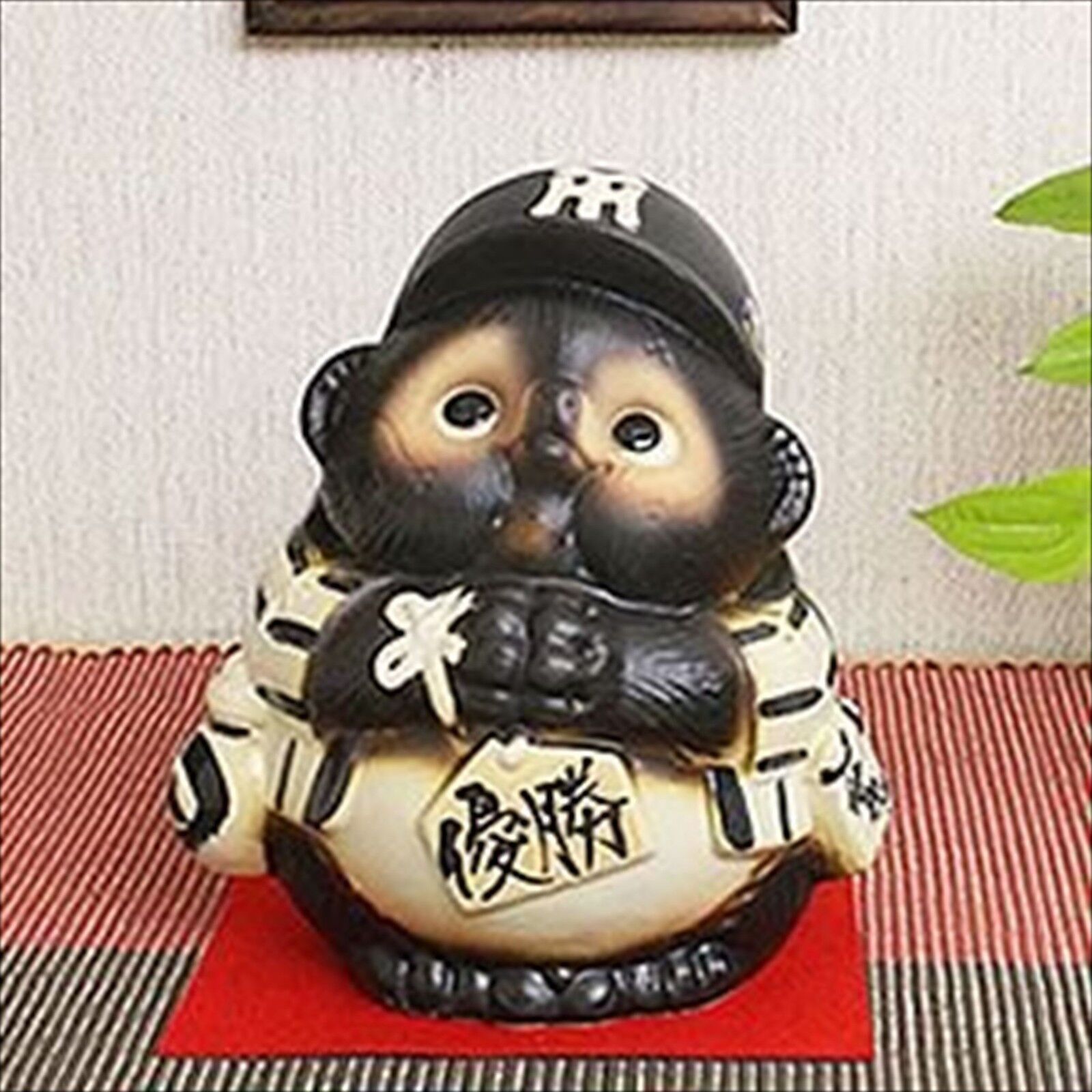 Pottery Tanuki Lucky Charm Japanese Ornament Hanshin Tigers victory wish large